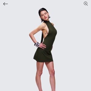Finesse Jess Olive Halter Neck Dress designer hot cocktail dress backless mini
